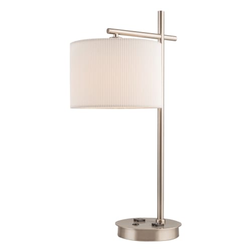 Single Nightstand Lamp 2 Electrical Outlets On Off Rocker Switches Brushed Nickel